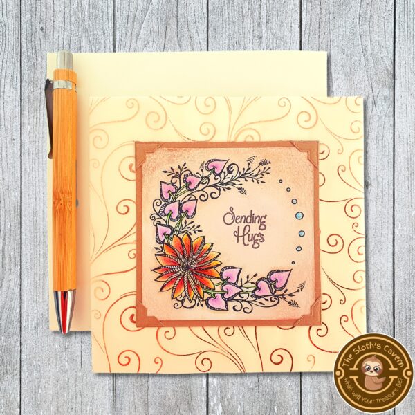 Handmade Greeting Card For Many Occasions – Sending Hugs – Floral, Blank - product image 4