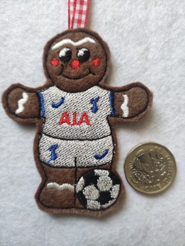 Gingerbread man footballer wearing Tottenham Hotspur colours - main product image