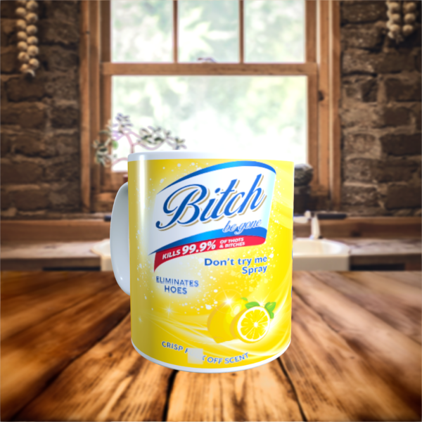 Bitch Be Gone Lemon Spray Can Funny Divorce breakup coffee tea gift mug 11oz - product image 2