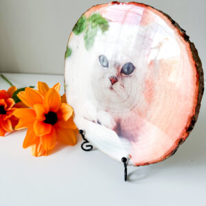 Personalised Large round photo on wood with glossy resin finish