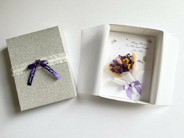 Luxury Personalised Handmade Birthday Card, Mini Dried Flower Bouquet Card with Box C044 - product image 5