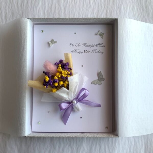 Luxury Personalised Handmade Birthday Card, Mini Dried Flower Bouquet Card with Box C044 - product image 4