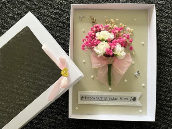 Luxury Personalised Card, Handmade Preserved Flower Card, 3D Dried Flower Birthday Card C434 - main product image