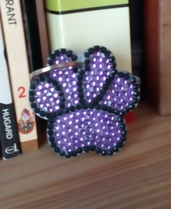 Paw Print Keyring, Paw Print Bag Charm, Animal Gift, Dog Gift – Black/Purple - main product image