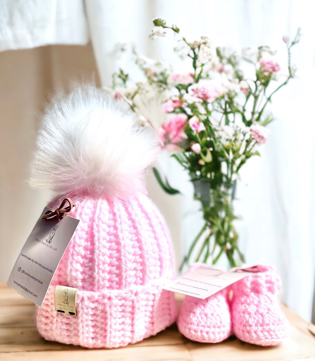 Pink Baby Beanie & Booties Set - main product image