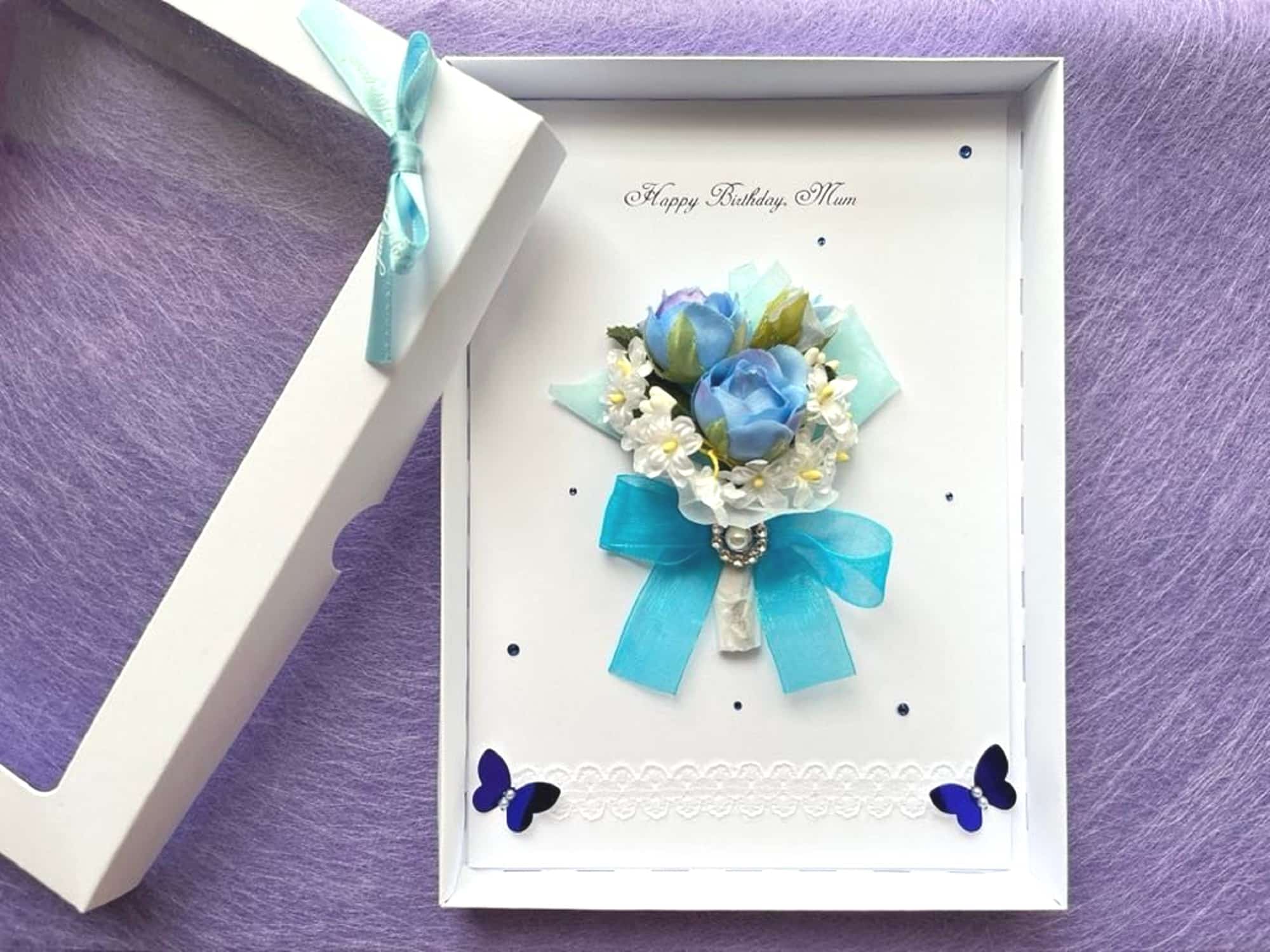 Luxury Personalised Handmade Birthday Card, 3D Flower Birthday Card with Box C072 - main product image