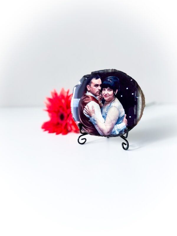 Personalised Small round photo on wood with glossy resin finish - product image 3