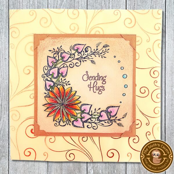 Handmade Greeting Card For Many Occasions – Sending Hugs – Floral, Blank - main product image