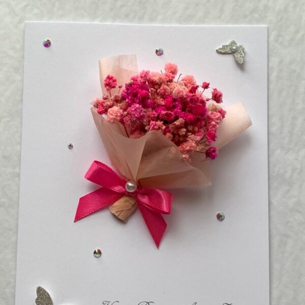 Luxury Personalised Handmade Birthday Card, Mini Dried Flower Bouquet Card with Box C008 - product image 3
