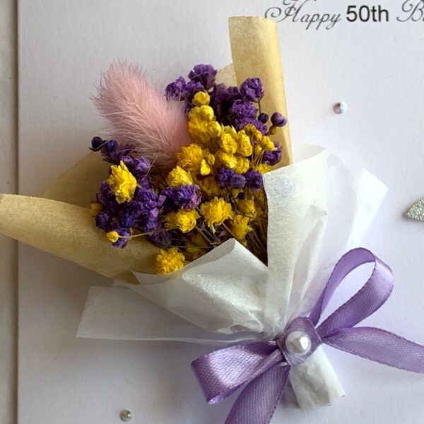 Luxury Personalised Handmade Birthday Card, Mini Dried Flower Bouquet Card with Box C044 - product image 3