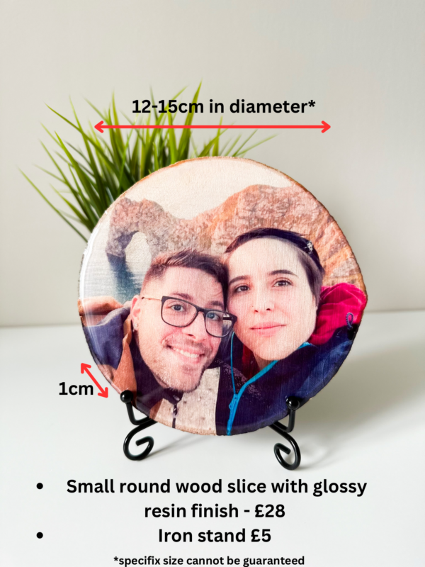 Personalised Small round photo on wood with glossy resin finish - product image 3