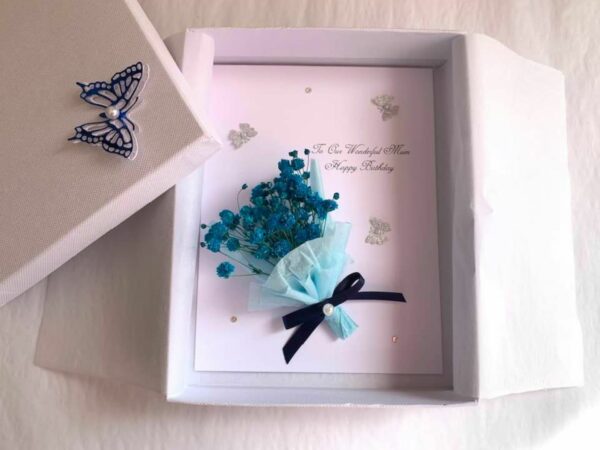 Luxury Personalised Handmade Birthday Card, Mini Dried Flower Bouquet Card with Box C011 - main product image
