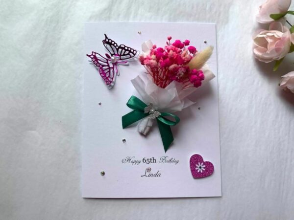 Personalised Handmade Birthday Card, Mini Dried Flower Bouquet Card with Box C005 - product image 2