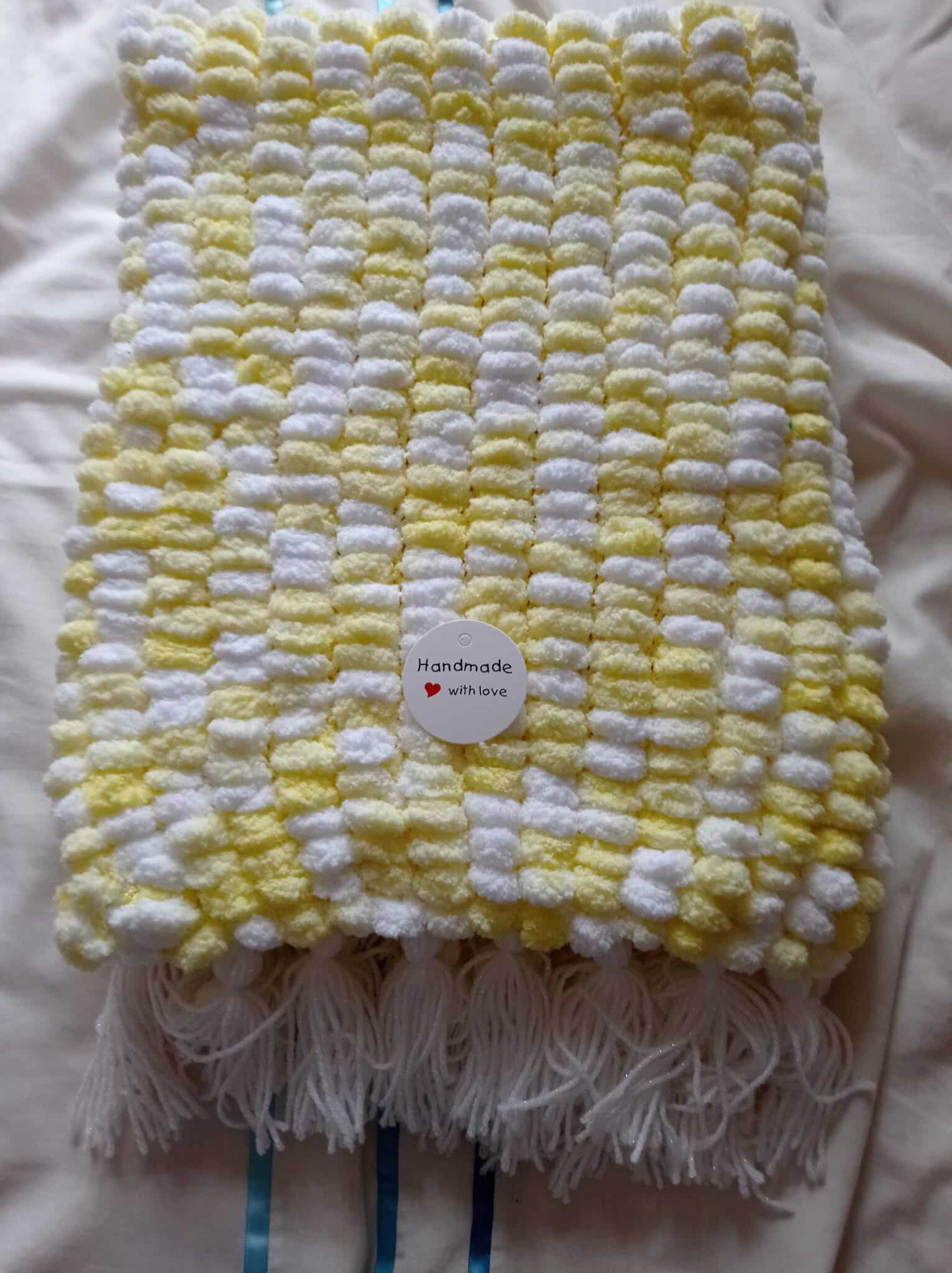 Lemon and white cot blanket - main product image