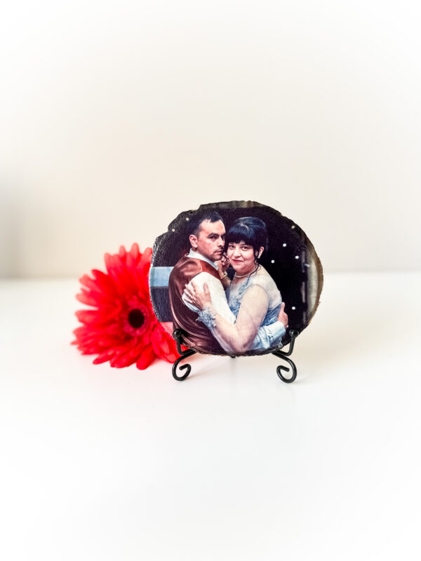Personalised Small Round Photo on wood with matt finish and a stand - product image 4