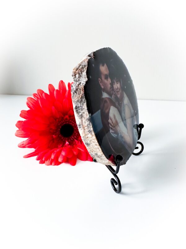 Personalised Small round photo on wood with glossy resin finish - product image 2