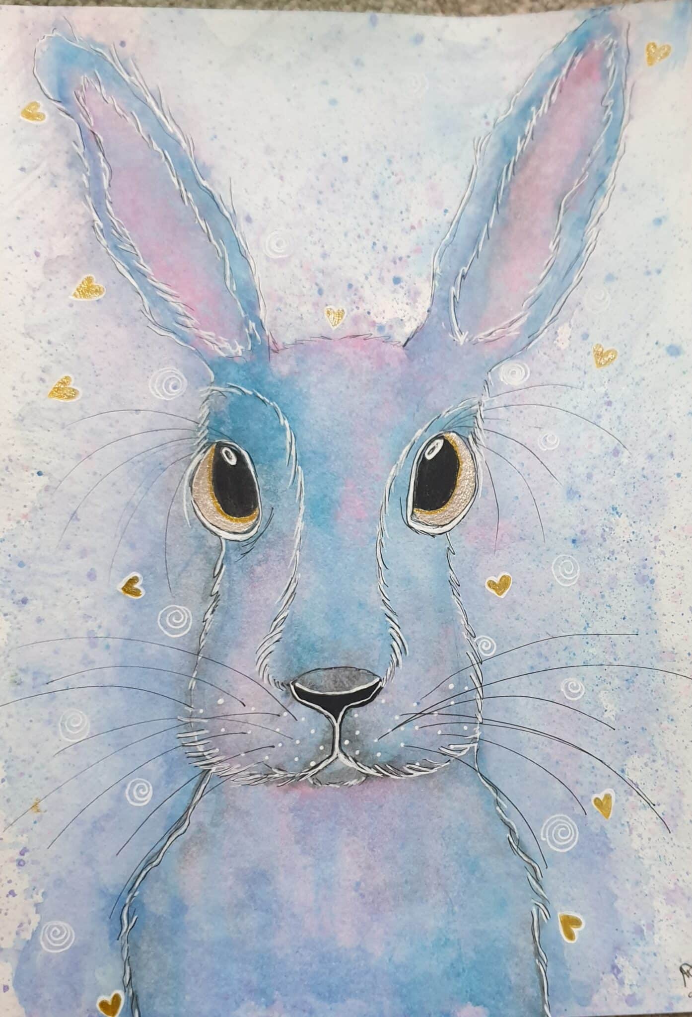 Whimsical watercolour bunny - main product image