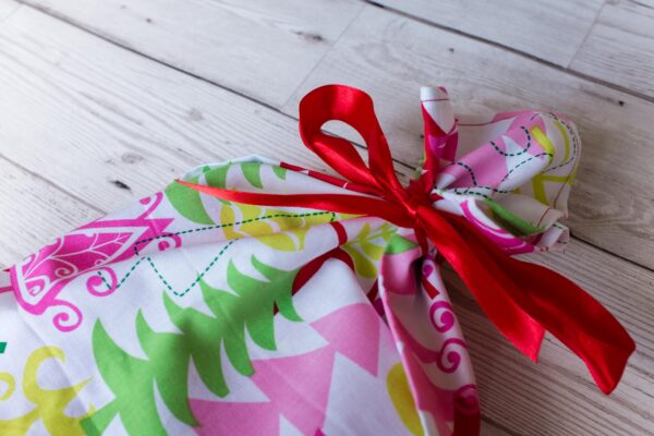 Handmade Fabric Christmas Gift Bag Trees modern - main product image