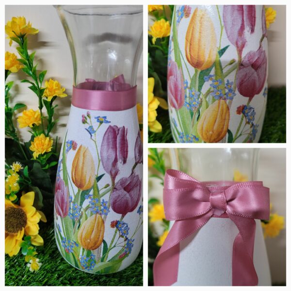 Decoupaged Vase – Tulips - main product image