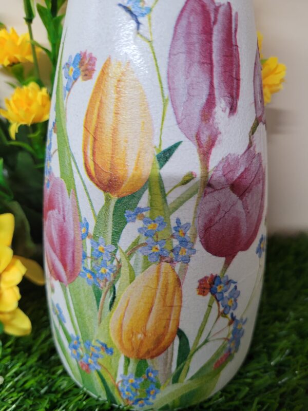 Decoupaged Vase – Tulips - product image 2