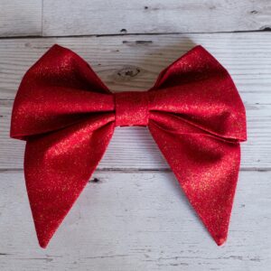 Sparkly Red Fabric Hairbow in Sailor Bow Style