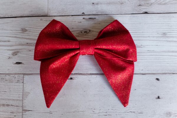 Sparkly Red Fabric Hairbow in Sailor Bow Style - main product image