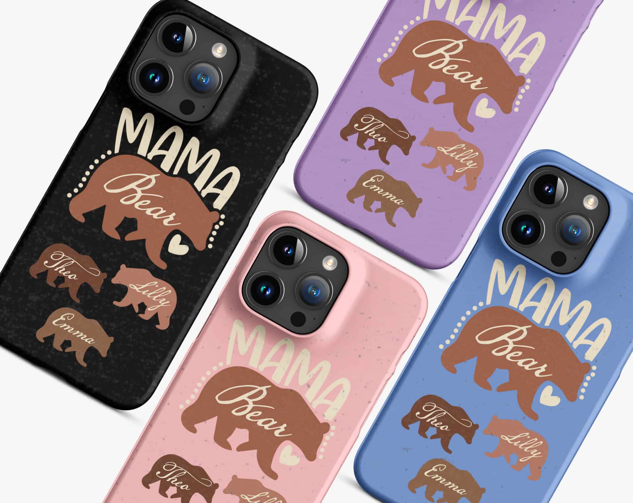 Personalized Mama Bear Phone Case with Kids Names Custom Mama Bear Child Name iPhone 15 14 13 Case - main product image