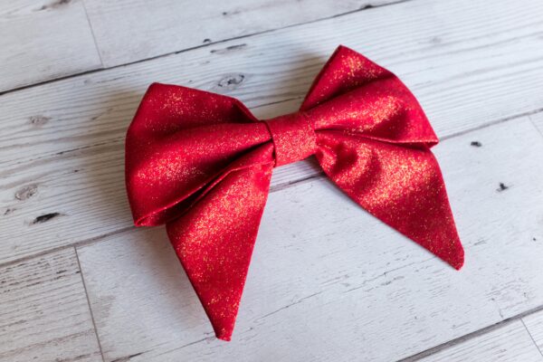 Sparkly Red Fabric Hairbow in Sailor Bow Style - product image 4