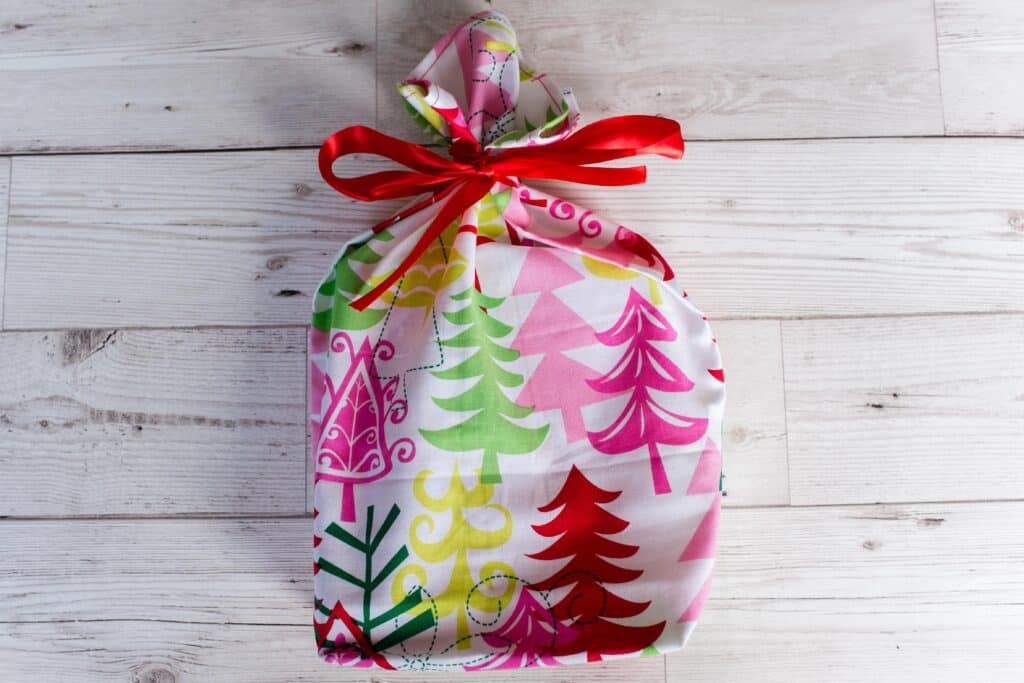 Handmade Fabric Christmas Gift Bag Trees modern