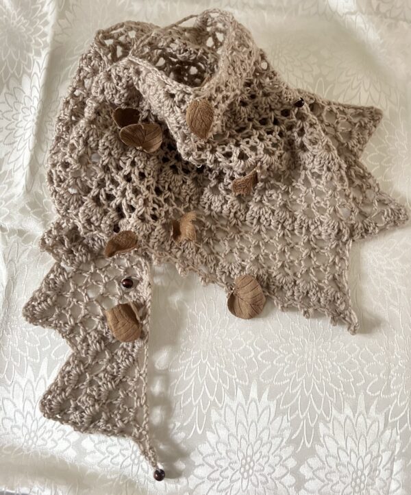 Handmade Crochet asymmetrical wool blend scarflette - product image 3