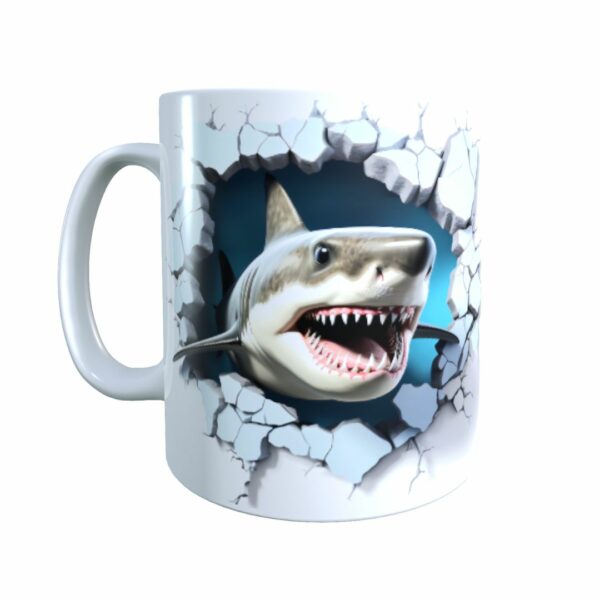 Shark Hole In A Wall Ocean Mug 11oz Unique Coffee Mug Cup for Shark Lovers! - main product image