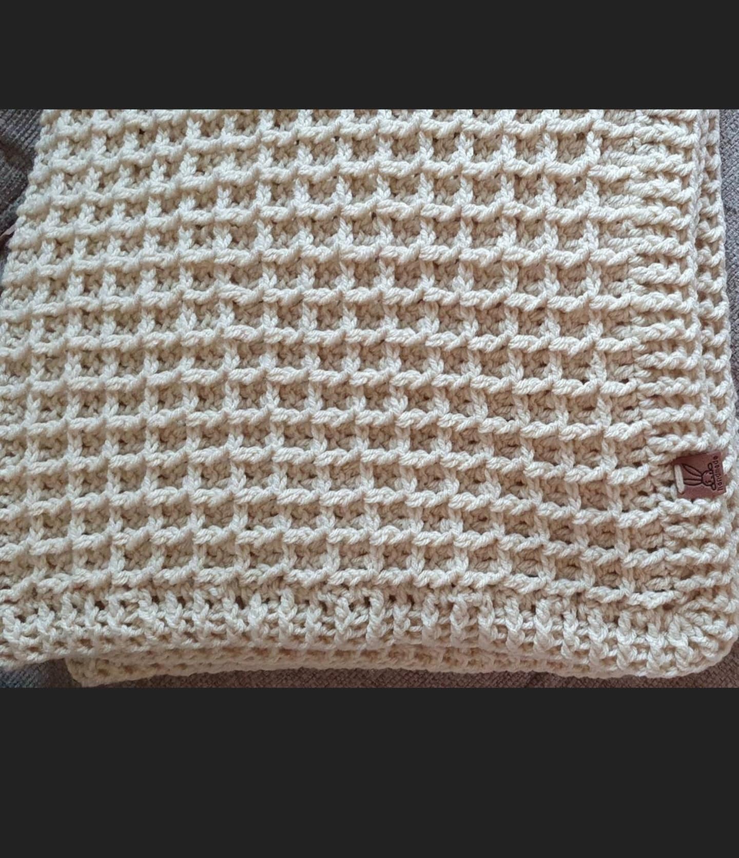 Crochet waffle stitch baby pram blanket - main product image