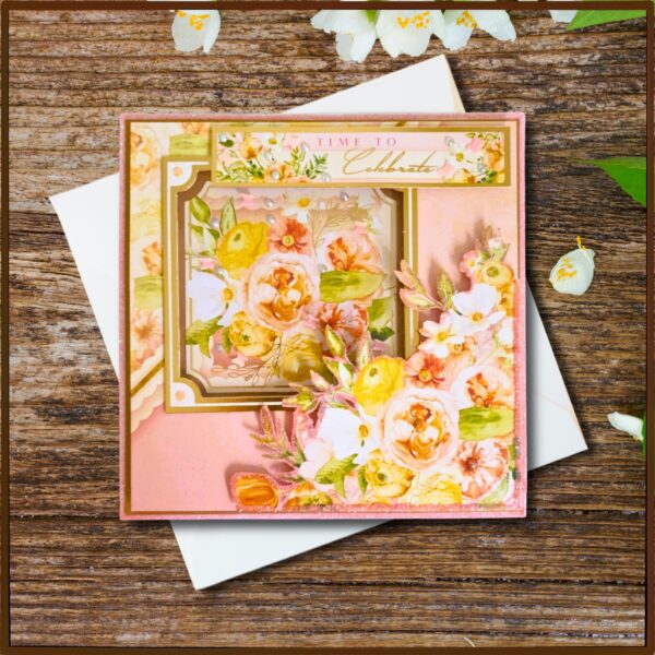 Floral Greeting Card Keepsake “Time To Celebrate”, Blank For Birthdays & other occasions - main product image