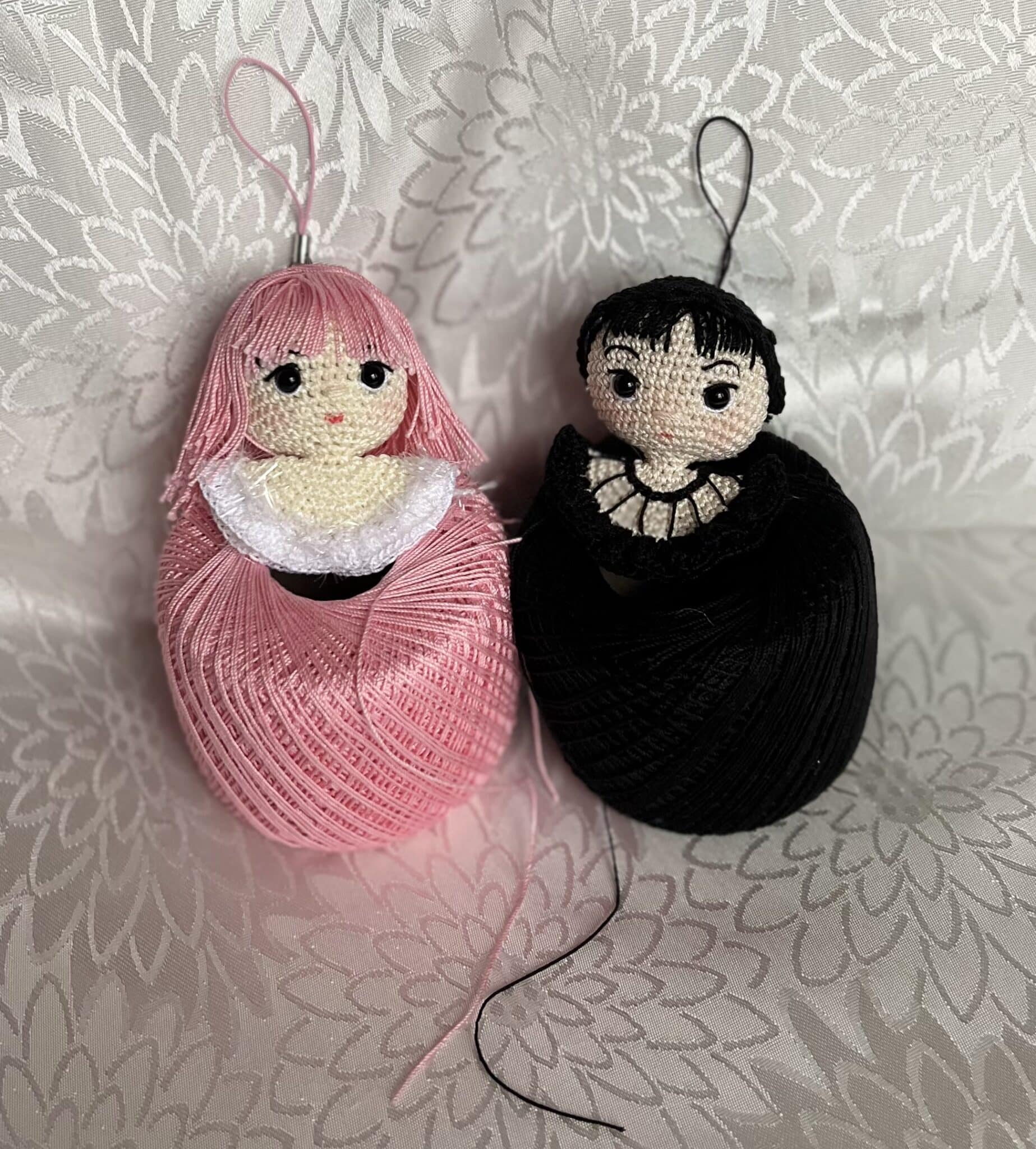 Wednesday and Enid mini amigurumi charms, - main product image