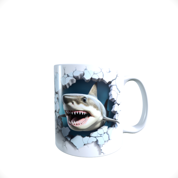 Shark Hole In A Wall Ocean Mug 11oz Unique Coffee Mug Cup for Shark Lovers! - product image 2
