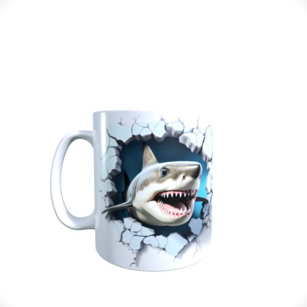 Shark Hole In A Wall Ocean Mug 11oz Unique Coffee Mug Cup for Shark Lovers! - product image 3