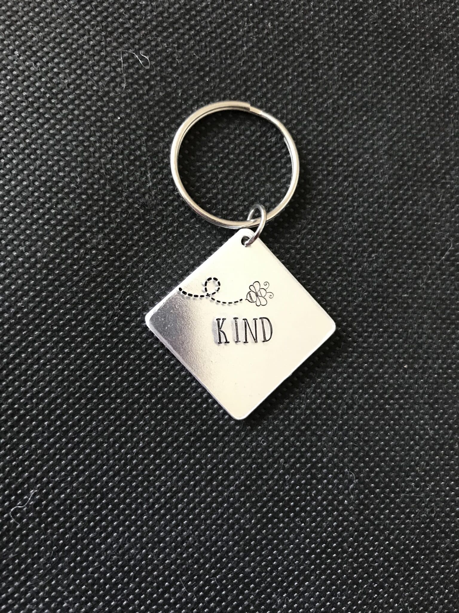 Hand stamped alloy keyring - main product image