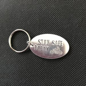 Daddy hand stamped key ring