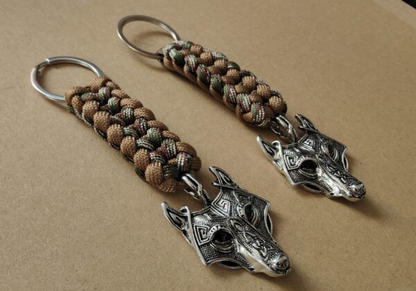 Silver Wolf Head Sanctified Knot Keyring - main product image