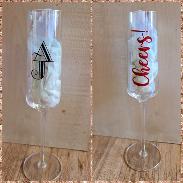 Personalised Crystal Champagne Glasses – Monogram - main product image