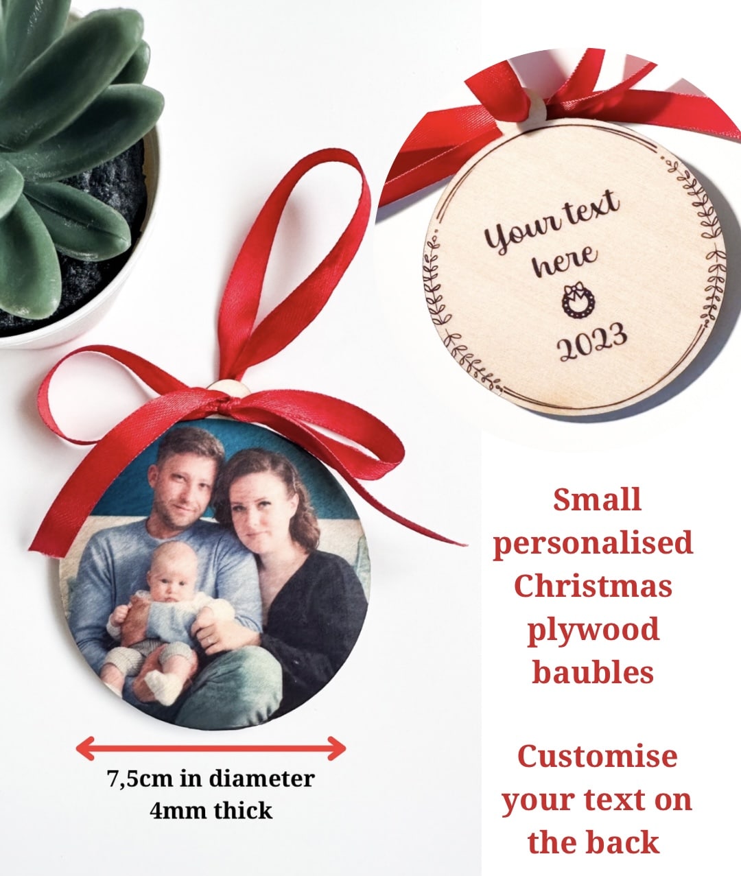 Small personalised Christmas baubles - main product image