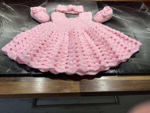 Baby crochet dress set pink 3-6 months - main product image