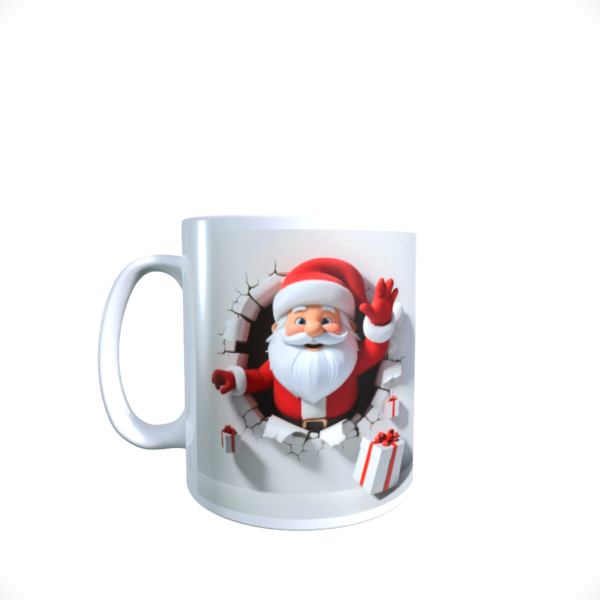 Santa Hole in the Wall Father Christmas Ceramic tea Mug Cup 11oz NEW - product image 3