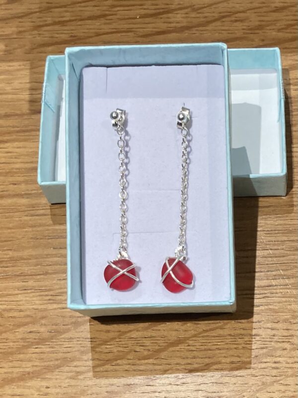 Tumbled glass and Sterling silver earrings - product image 2