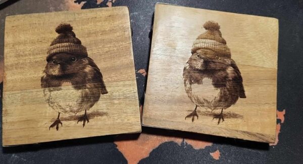 Christmas Robin engraved wooden coaster - product image 2