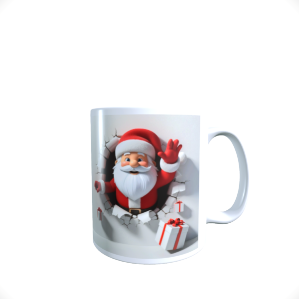 Santa Hole in the Wall Father Christmas Ceramic tea Mug Cup 11oz NEW - product image 2