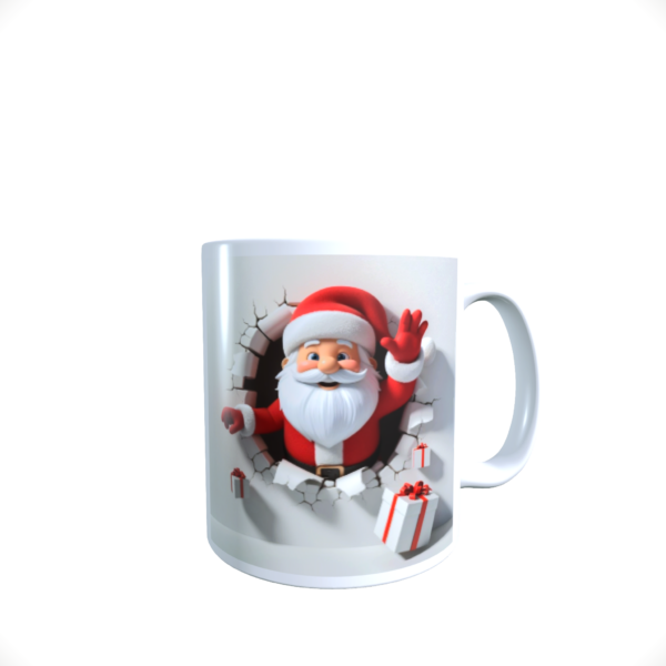 Santa Hole in the Wall Father Christmas Ceramic tea Mug Cup 11oz NEW - main product image