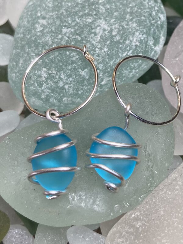 Tumbled glass and Sterling Silver Earrings - main product image