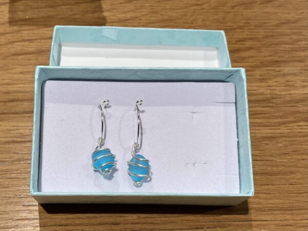 Tumbled glass and Sterling Silver Earrings - product image 2