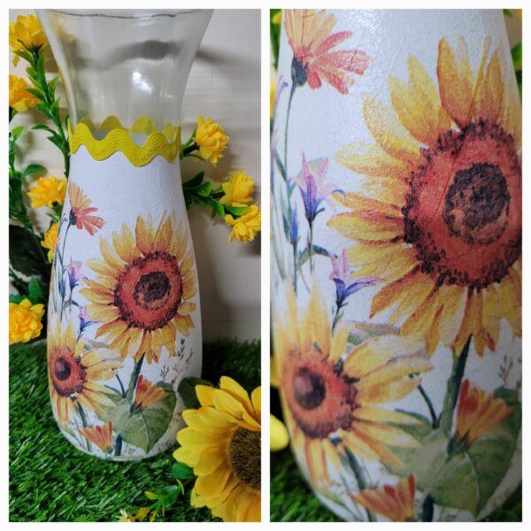 Decoupaged Vase – Sunflowers - main product image